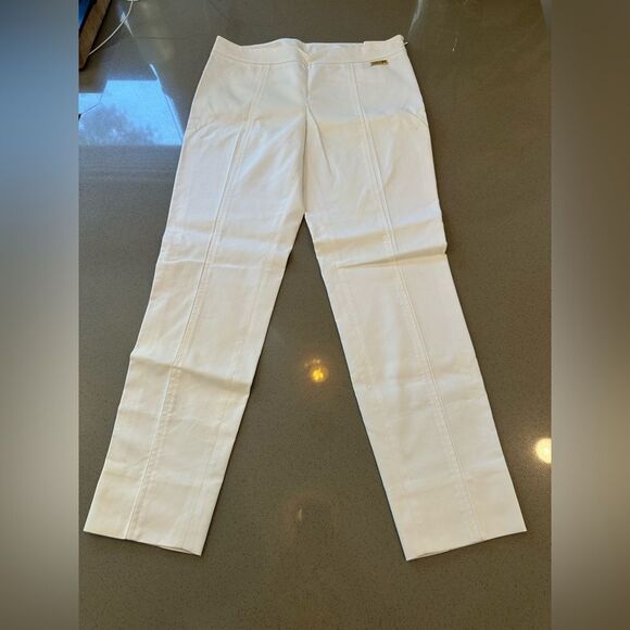 Tory Burch Women's White Slit Hem Cotton Blend Pants size 4 - Picture 2 of 14